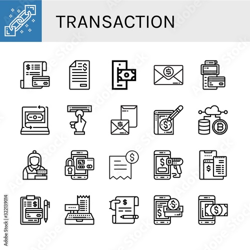 transaction simple icons set