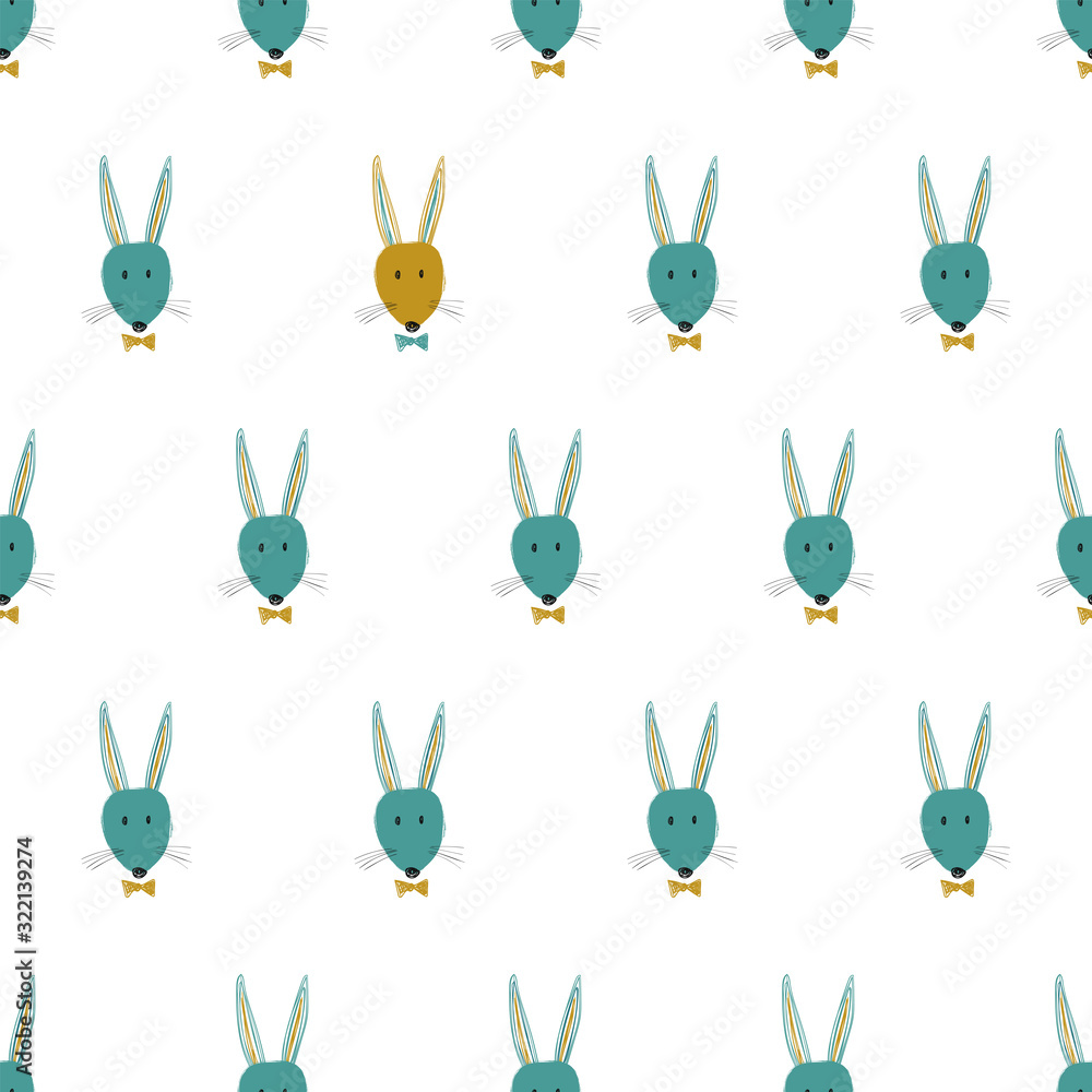 Seamless pattern with bunny faces. Seamless pattern with bunny faces.
