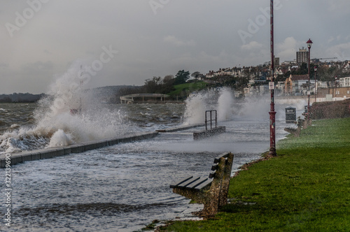 Southend, Essex, UK - 10 february 2020: Storm Ciara Brings high winds and rough seas to Britains coastlines. 