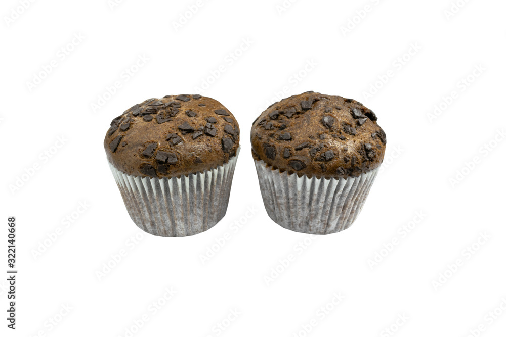 chocolate muffin isolate baking white background chocolate muffin isolate baking white background