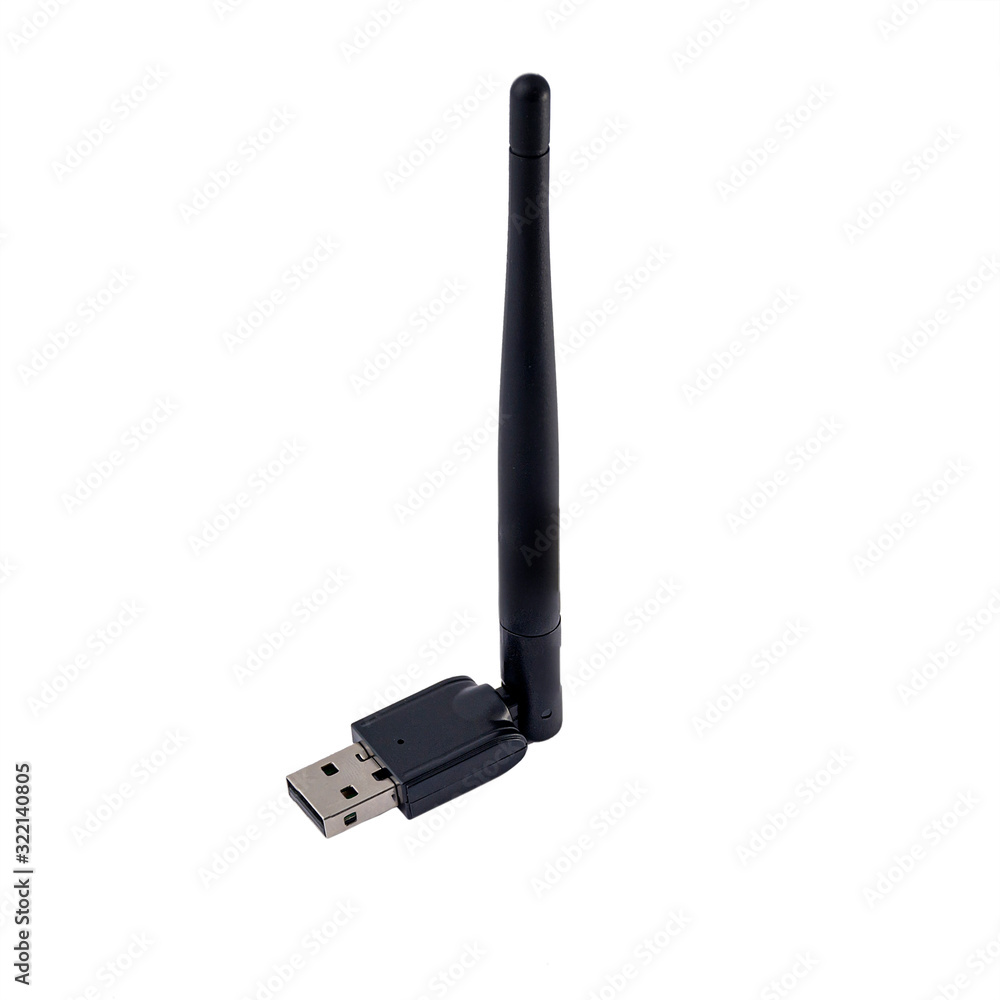 Close-up USB wireless Wi-Fi adapter isolated on white background Close-up USB wireless Wi-Fi adapter isolated on white background