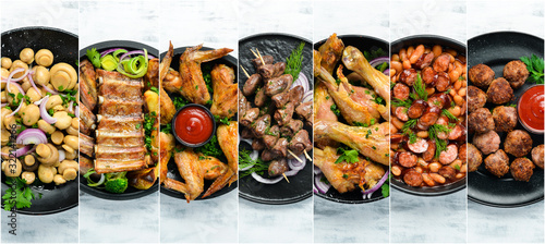 Fotografija Collage. Set of world cuisine dishes. Food assortment.