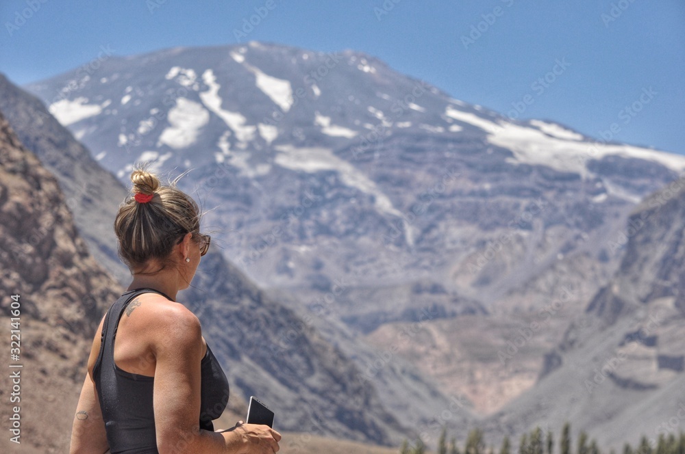woman looking the mountains