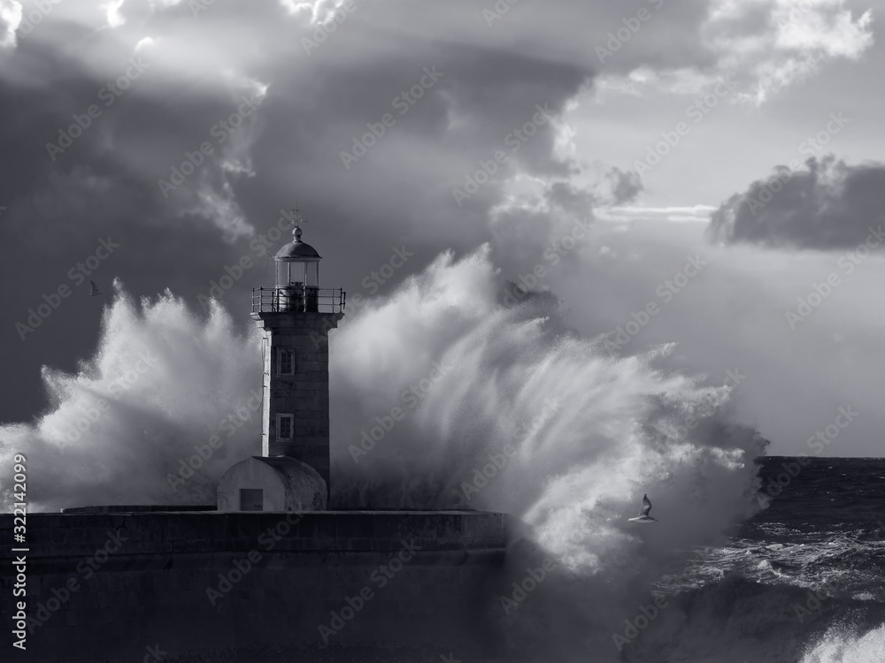Storm at old lighthouse