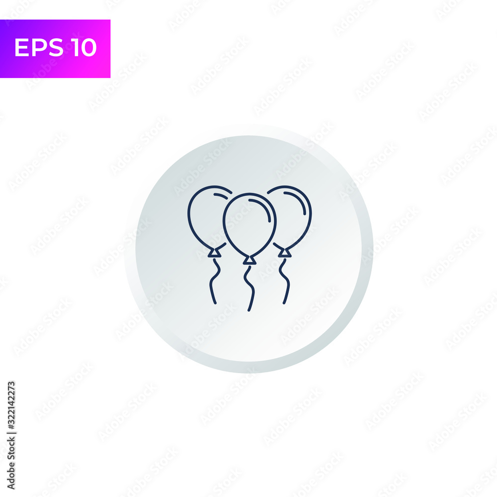 Decorative party element. Birthday theme. Balloon icon template color editable. Balloon symbol logo vector sign isolated on white background illustration for graphic and web design. Decorative party element. Birthday theme. Balloon icon template color editable. Balloon symbol logo vector sign isolated on white background illustration for graphic and web design.