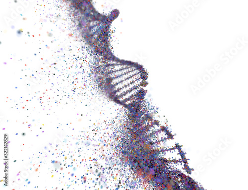 Colorful DNA molecule. Structure of the genetic code. Genetic Syndrome and Genetic Disorder, 3D illustration of science concept.