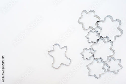 metal cookie sheet in the form of a man on a white background