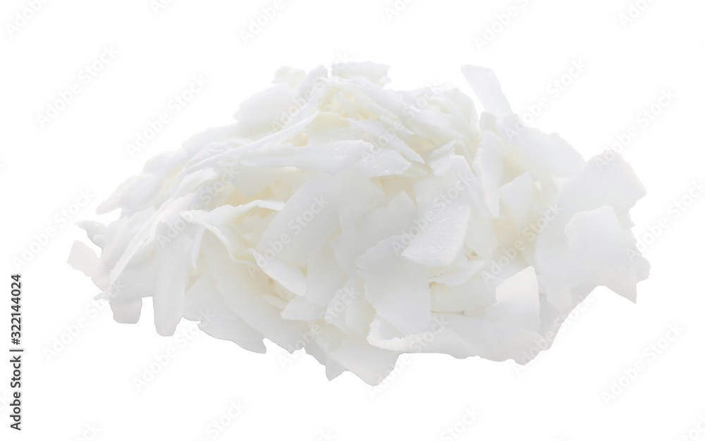 Heap of fresh coconut flakes isolated in white Heap of fresh coconut flakes isolated in white