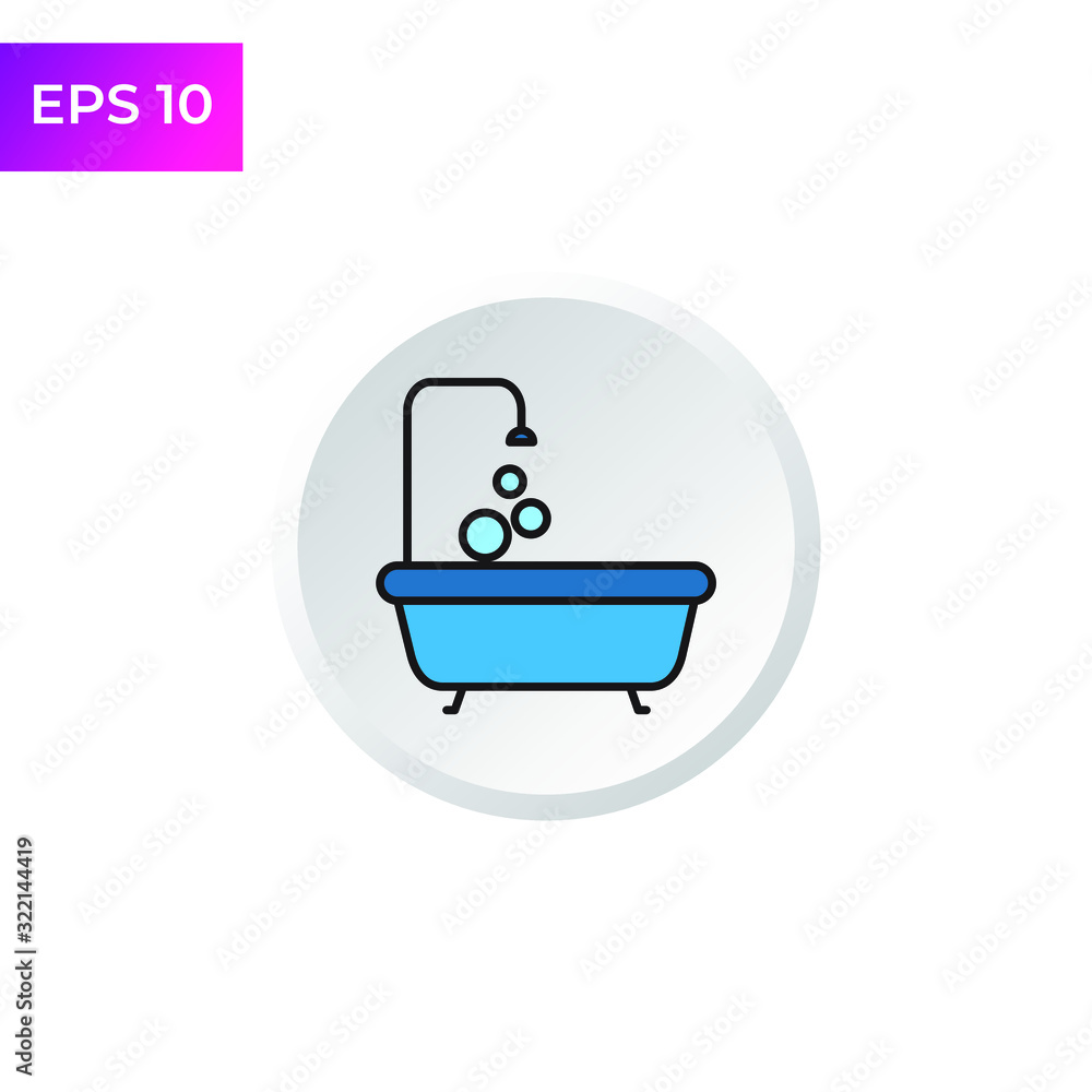 Bathtub icon template color editable. Bathroom symbol logo vector sign isolated on white background illustration for graphic and web design. Bathtub icon template color editable. Bathroom symbol logo vector sign isolated on white background illustration for graphic and web design.