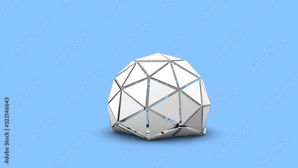 3D rendering of the Platonic body. A geometric shape made of metal and plastic, assembled from separate elements, in space, isolated on the background. Abstract illustration for compositions. 3D rendering of the Platonic body. A geometric shape made of metal and plastic, assembled from separate elements, in space, isolated on the background. Abstract illustration for compositions.