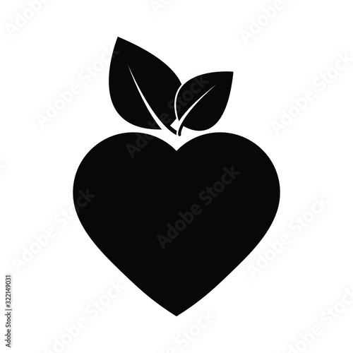 heart icon with leaf icon vector