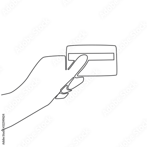 Continuous Credit Card Vector Illustration, One Line Art