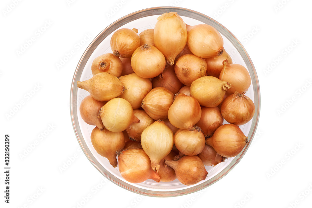 Young onion bulbs, isolated on white background Young onion bulbs, isolated on white background