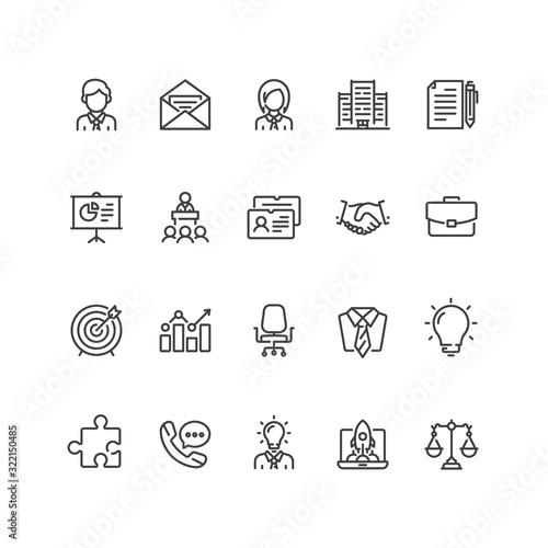 Set of business icons in line style.