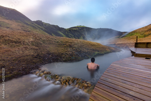Canvas-taulu Reykjadalur hot spring thermal river (Iceland)