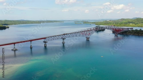 Wallpaper Mural Panoramic of San Juanico Bridge, the longest bridge in the Philippines. Road bridge between the islands, top view. Summer and travel vacation concept. Torontodigital.ca