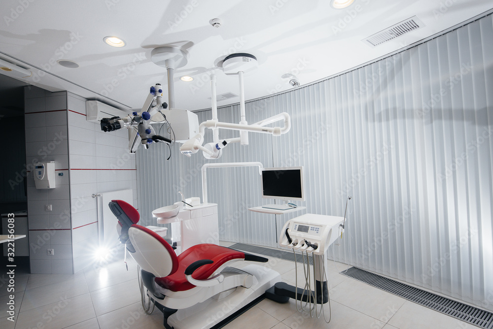 Beautiful white dental office with new modern equipment
