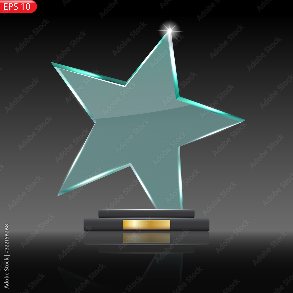 Glass Trophy Award. First place Prize plaque Glass Trophy Award. First place Prize plaque