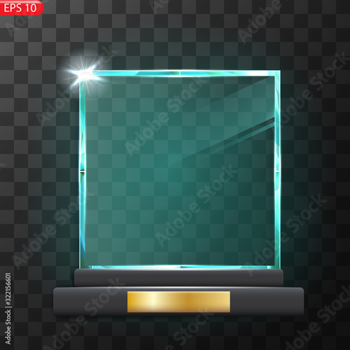 Glass Trophy Award. First place Prize plaque