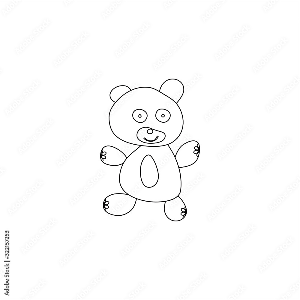Fototapeta premium doodle bear on white background. Isolated vector illustration.