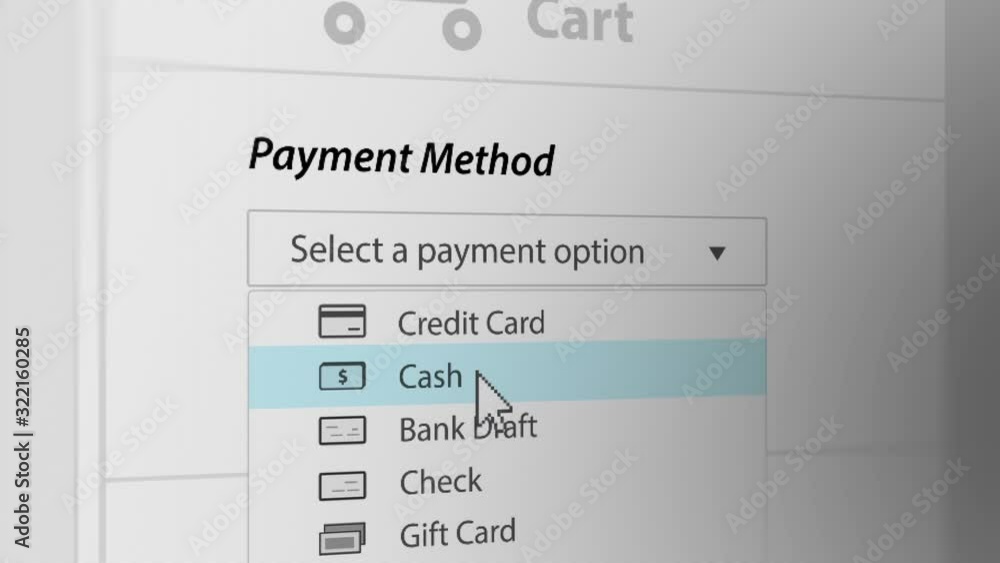 Mouse Cursor Choosing Cash Payment Method For Web-Shopping Mouse Cursor Choosing Cash Payment Method For Web-Shopping