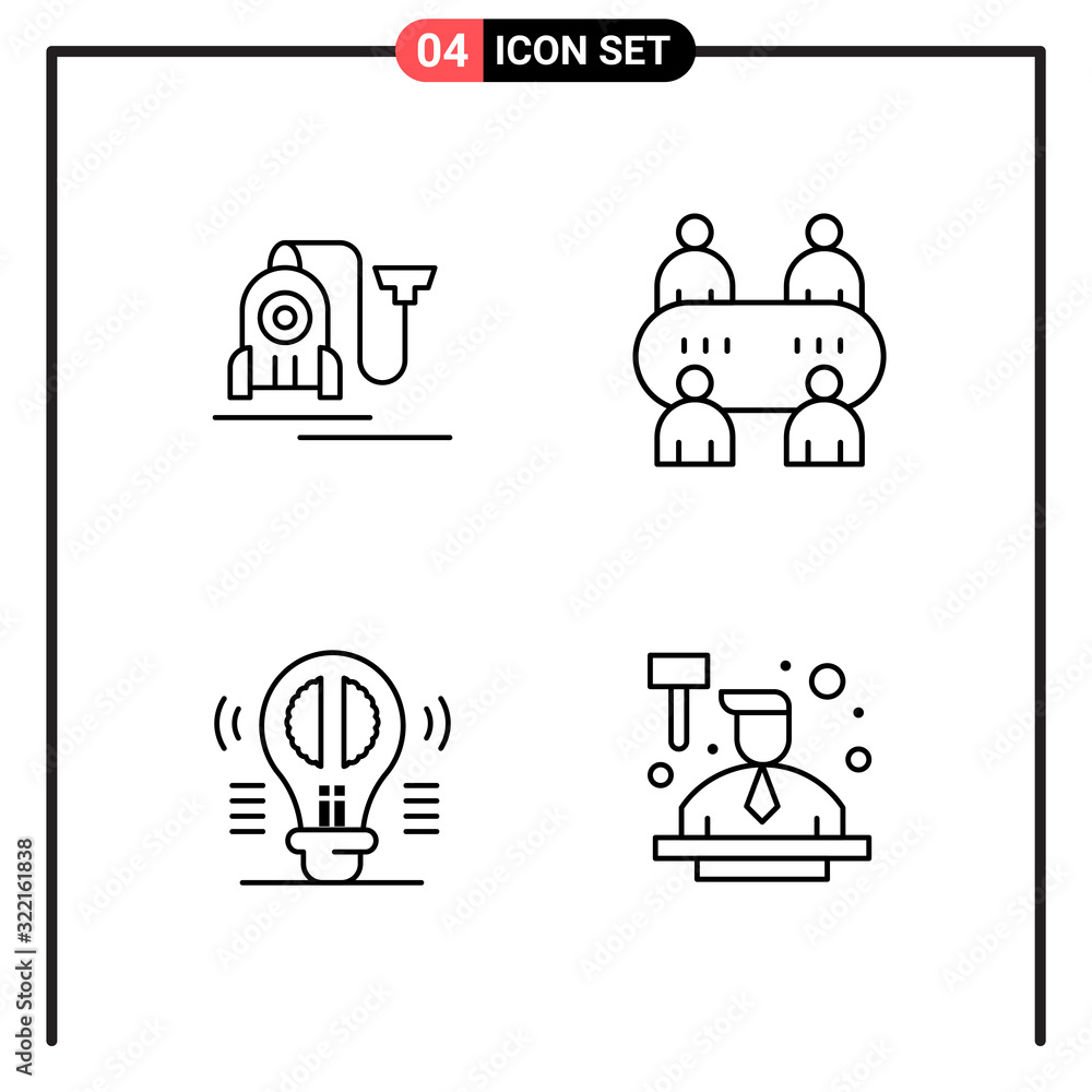 Set of 4 Line Style Icons for web and mobile. Outline Symbols for print. Line Icon Signs Isolated on White Background. 4 Icon Set. - obrazy, fototapety, plakaty 