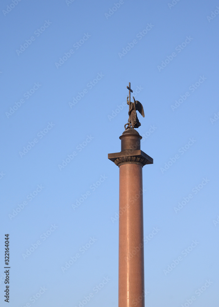 Alexander Column on blue sky background.