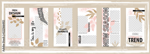 Trendy editable template for social networks stories, torn paper, vector illustration.