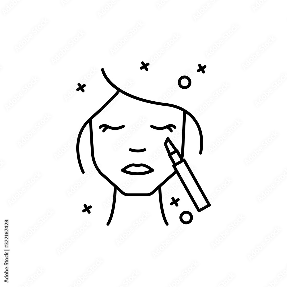Woman, eyeliner, beauty icon. Simple line, outline vector elements of cosmetology and beauty icons for ui and ux, website or mobile application Woman, eyeliner, beauty icon. Simple line, outline vector elements of cosmetology and beauty icons for ui and ux, website or mobile application