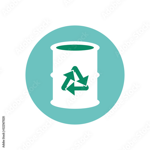 arrows recycle symbol barrel metal