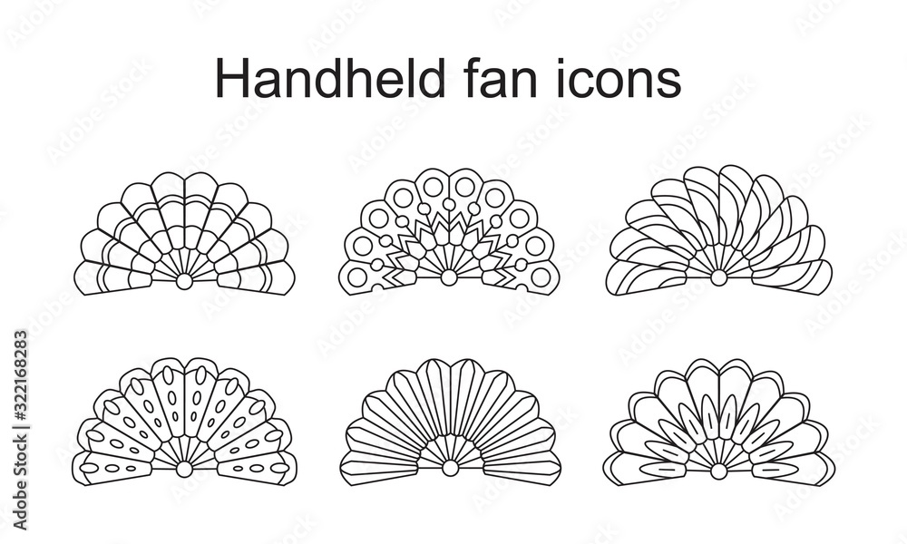 Handheld fan Icon template black color editable. Handheld fan Icon