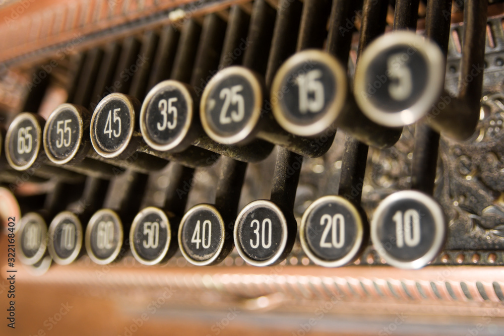 Close up of a restored antique cash register Close up of a restored antique cash register