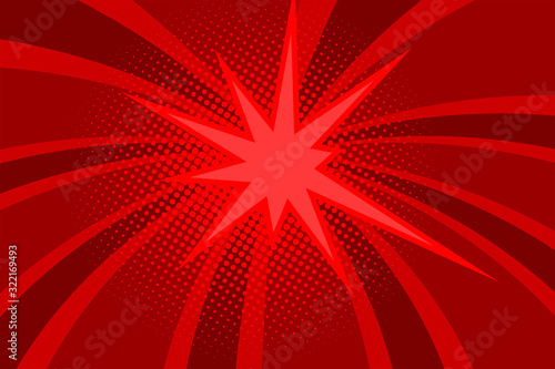 Comic red sunbeam background Retro pop art style cartoon