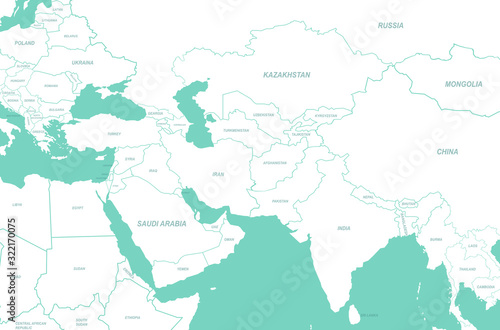 central asia map. middl east map. world map with vector