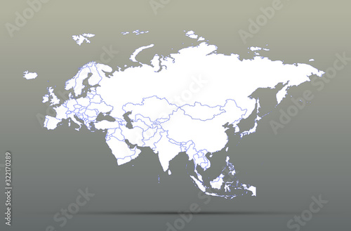 eurasia countries map. vector of eurasia map. 