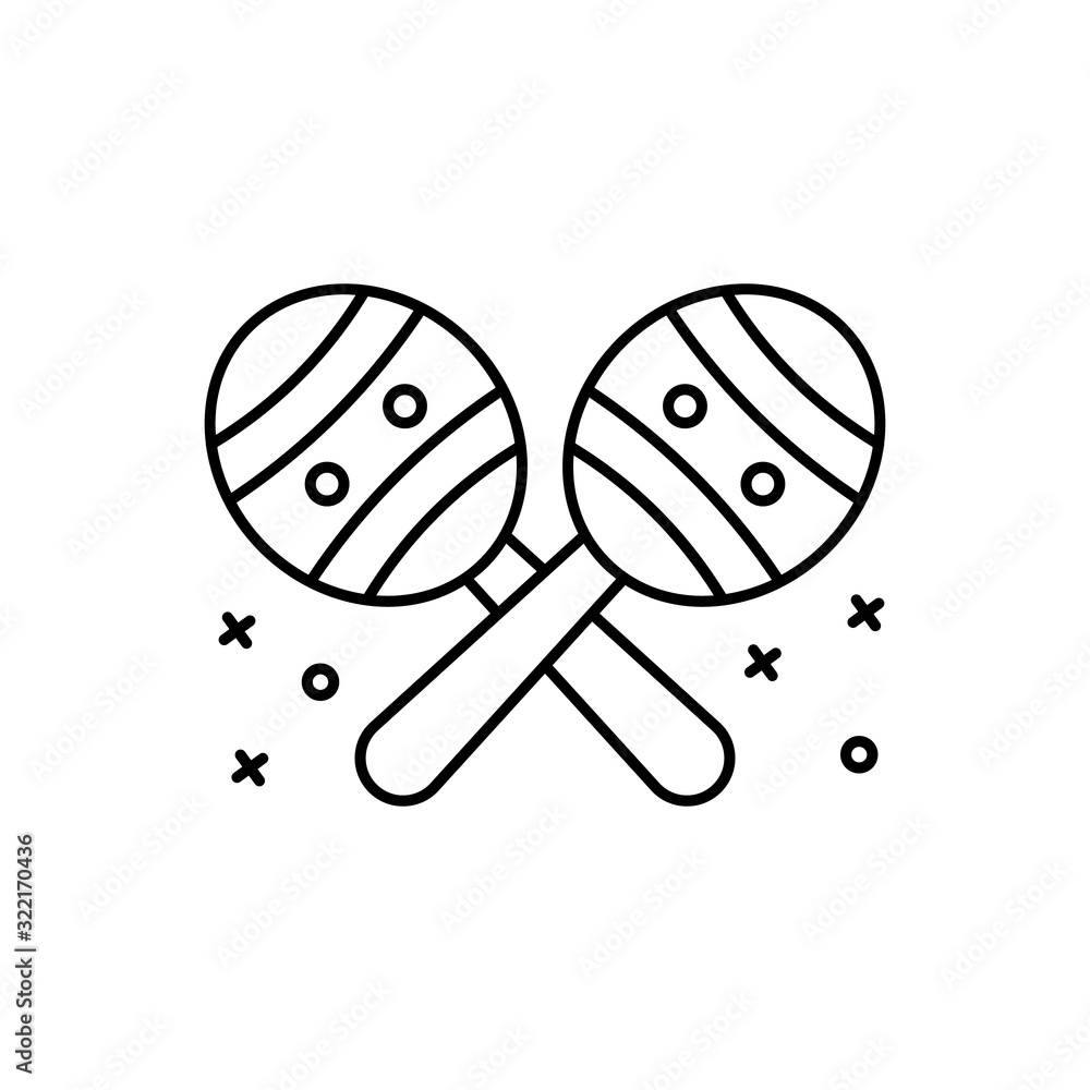 Maracas, musical instrument icon. Simple line, outline vector elements of last day of carnival icons for ui and ux, website or mobile application Maracas, musical instrument icon. Simple line, outline vector elements of last day of carnival icons for ui and ux, website or mobile application