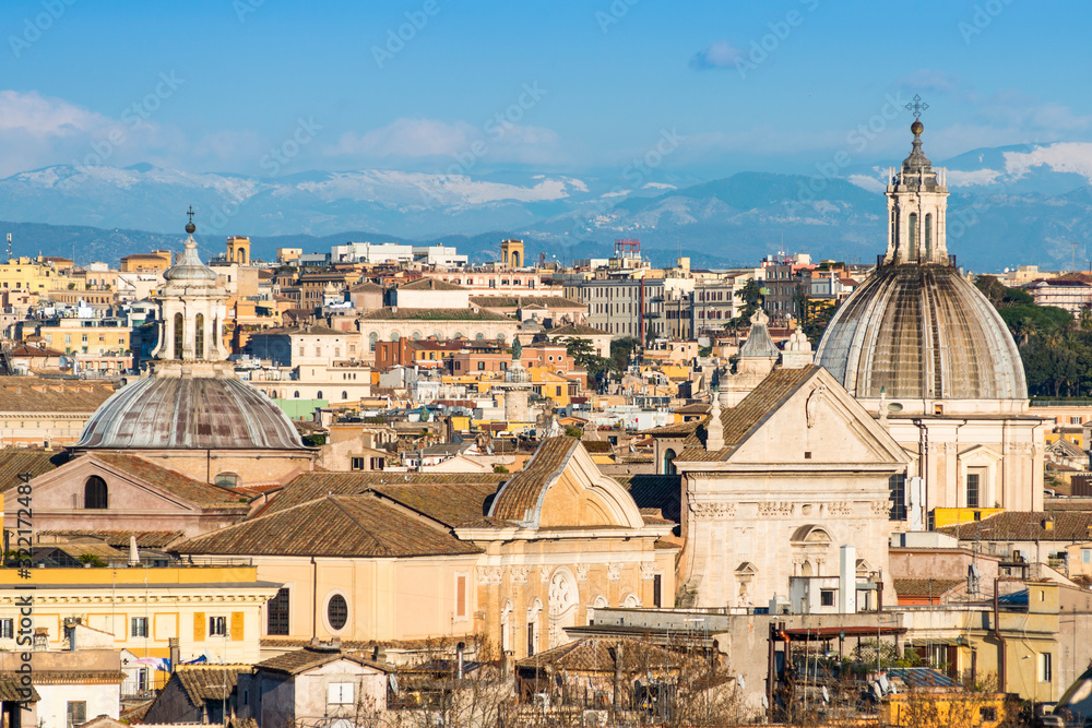  Rome city skyline with domes and spires