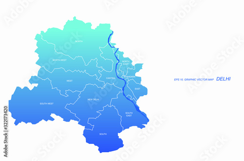 graphic vector map of delhi. map of india in asia. india map.