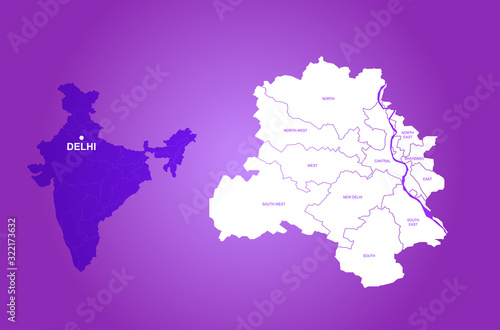 graphic vector map of delhi...