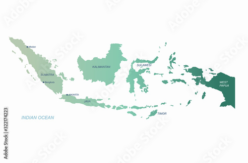graphic vector of indonesia map. south asia country map. jakarta map.