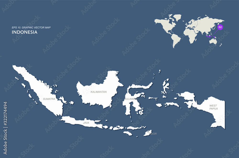 graphic vector of indonesia map. south asia country map. jakarta map