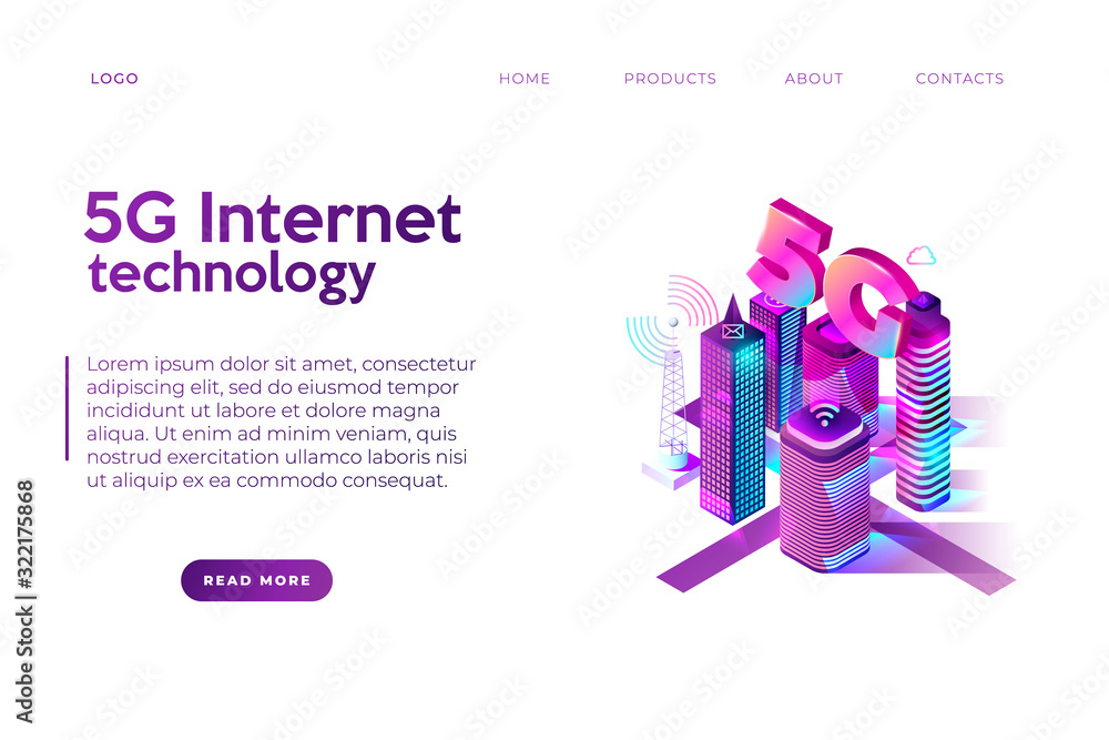 Vetor de 5G internet technology banner concept. 5g network wireless ...