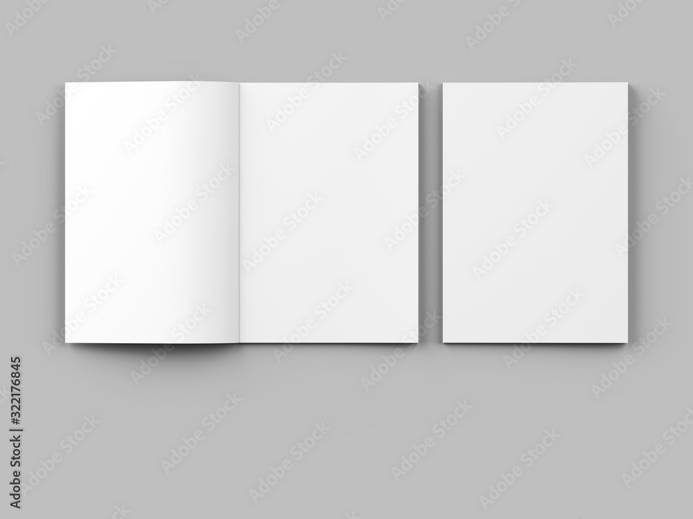 Magazine with open cover. Vertical A4 format. 3d illustration. Magazine with open cover. Vertical A4 format. 3d illustration.