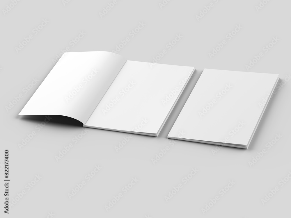 Magazine with open cover. Vertical A4 format. 3d illustration. Magazine with open cover. Vertical A4 format. 3d illustration.