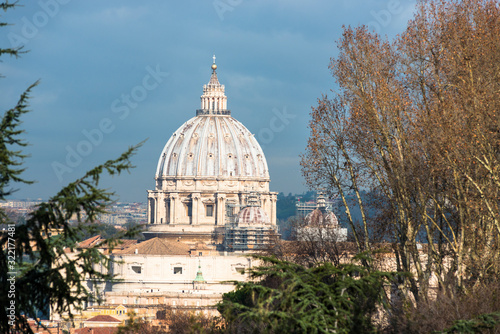 St Peter's Cathedral Cupola seen from from Janiculum Terrace. Rome, Lazio, Italy.