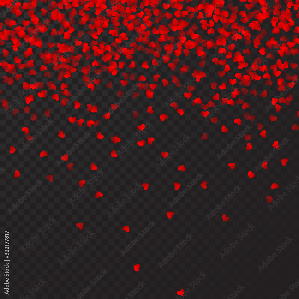 Random falling hearts confetti. Valentines day background. Vector illustration Random falling hearts confetti. Valentines day background. Vector illustration