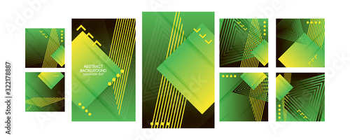 Set of ecology baners summer of abstract green colors in chests. Modern flyer or banner concept photo