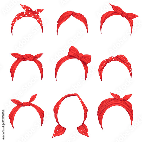 Fototapeta Set of female retro headbands