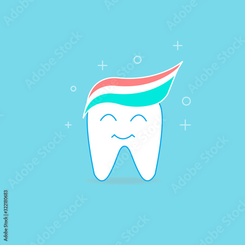 White healthy tooth with toothpaste instead of hairstyle