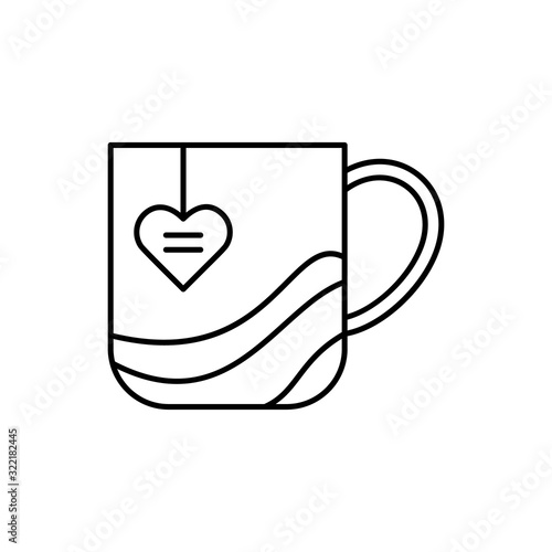Cup, tea bag, heart icon. Simple line, outline vector elements of breakfast with love icons for ui and ux, website or mobile application